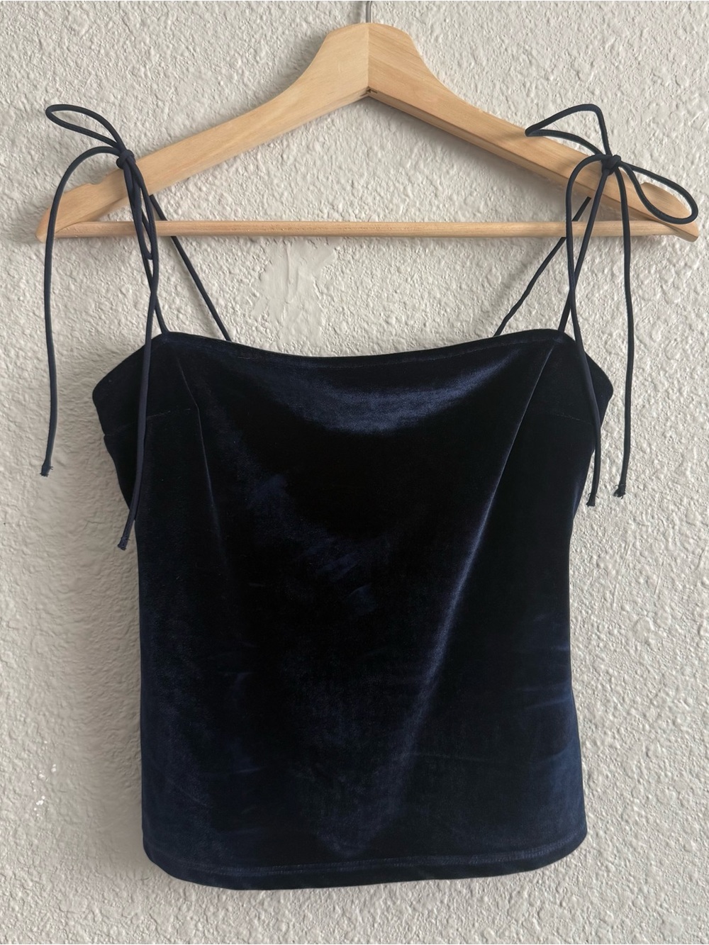 Abercrombie & Fitch blue velvet crop tie top size small